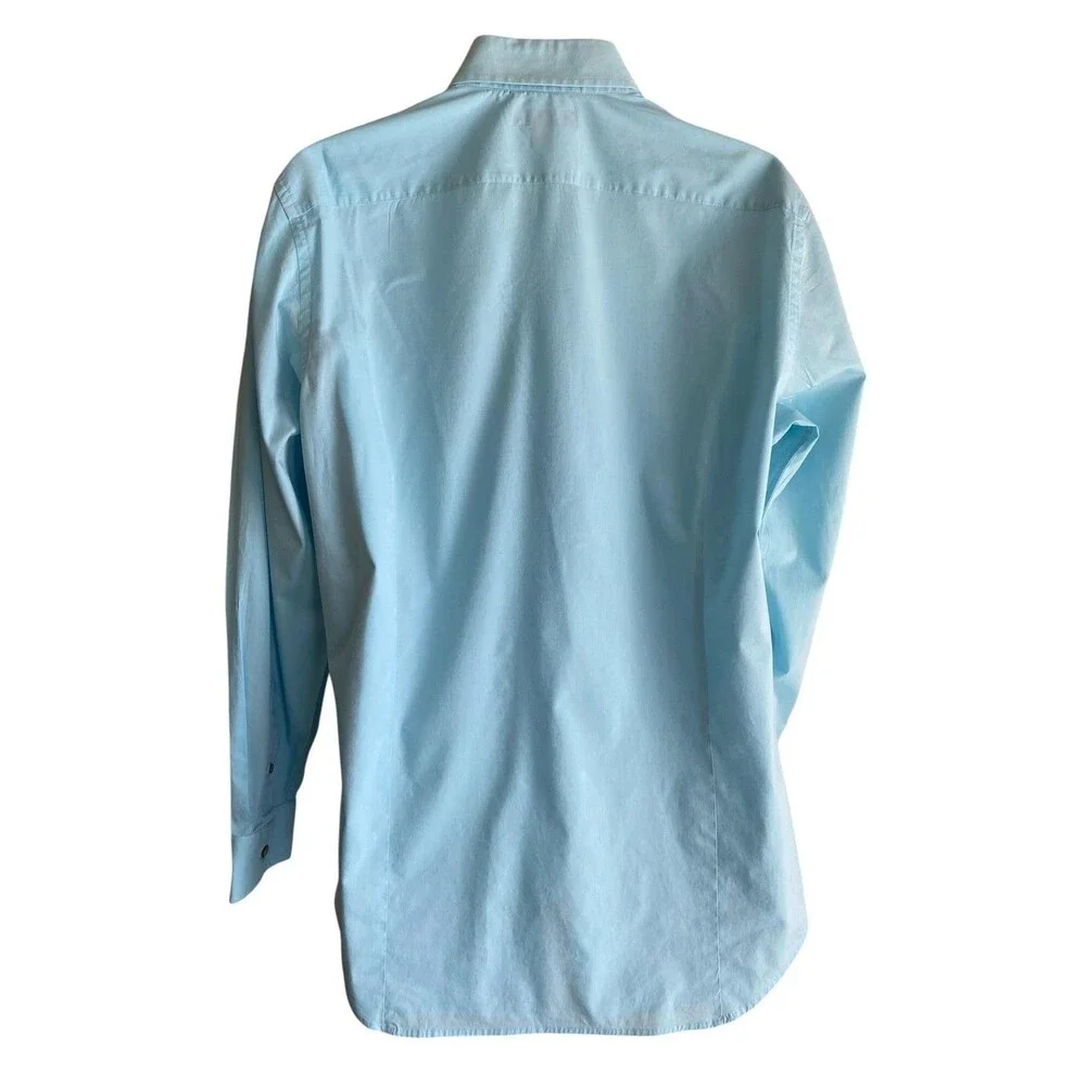 Banana Republic Shirt Mens Large Blue Solid Stretch Slim Fit Dress Long Sleeve